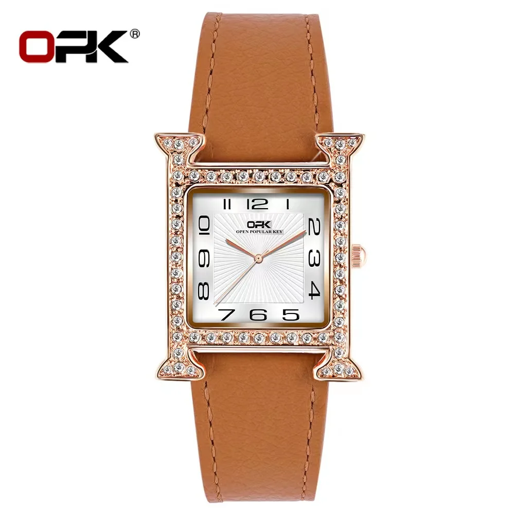 Brand luxury watch belt square dial inlaid with diamond waterproof luminous lady fashion trend goddess wrist watch women enlarge