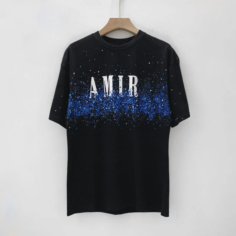 

Summer full star letters A printed short sleeve cotton T-shirt men's and women's versatile hip hop loose T-shirt