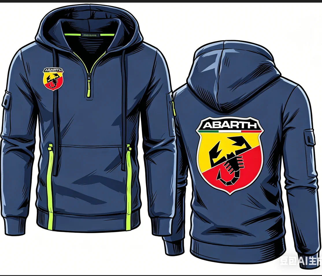 Фото Толстовки Abarth Scorpion Italy с полузастежкой-молнией и жаккардовым узором, DIY 131, Abarth 695, Abarth 595, куртки, свитеры, верхняя одежда, флис, уличная одежда №1