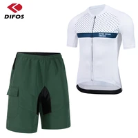 difos mens cycling jersey shorts set summer mountain bicycle clothing short sleeve anti pilling outdoor riding bike suits