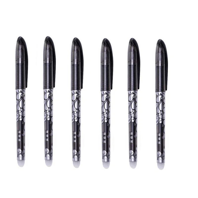 

6Pcs 0.5mm Blue Black Ink Gel Pen Erasable Refill Rod Erasable Pen Washable Handle School Writing Stationery Gel Ink Pen