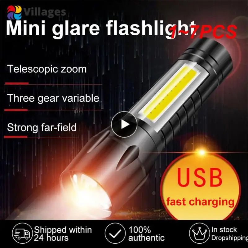 

Мини-фонарик с зумом, светодиодный фонарик, фонарик, портативный Перезаряжаемый яркий COB-фонарик для кемпинга, 1 ~ 7 шт.