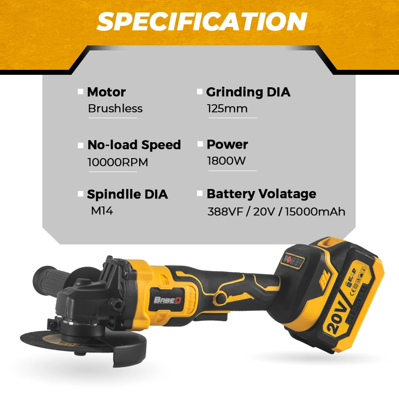 125 мм M14 Бесщеточная угловая шлифовальная машина 3 передачи Переменная