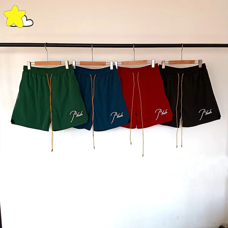 

Быстросохнущие сетчатые сухие шорты от ревеня для мужчин и женщин 1:1 бирки Красные Зеленые Синие Бриджи от ревеня длинная вышивка на шнурке