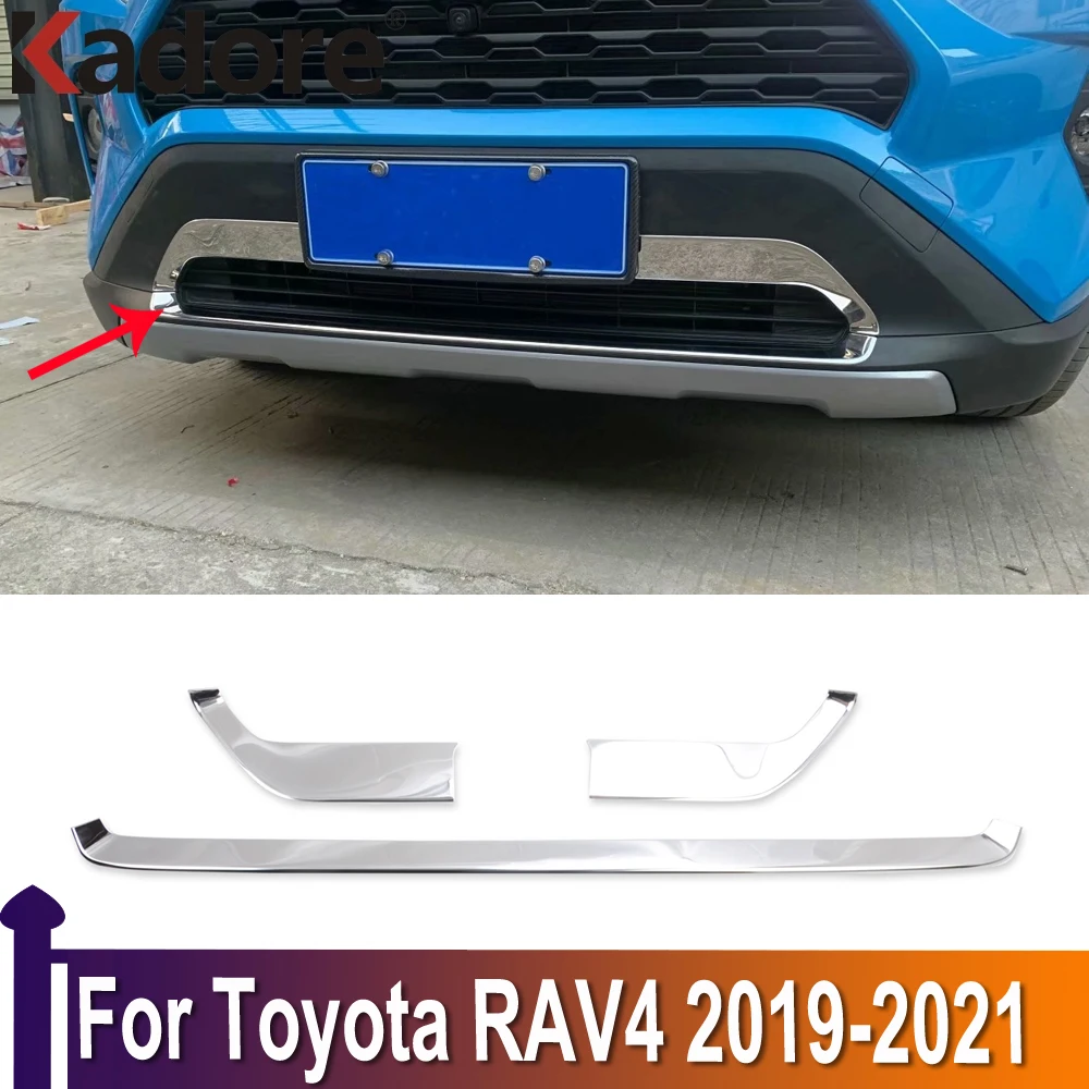 

For Toyota RAV4 RAV 4 2019 2020 2021 Stainless Steel Front Bumper Lower Grille Bottom Cover Trim Molding Exterior Accessories