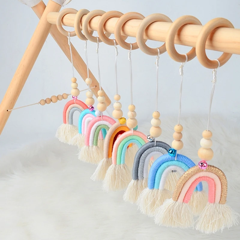 

Baby Gym Frame Pendant Wooden Ring Teether Stroller Rattle Infants Newborn Teething Nursing Molar Toys Shower Gifts