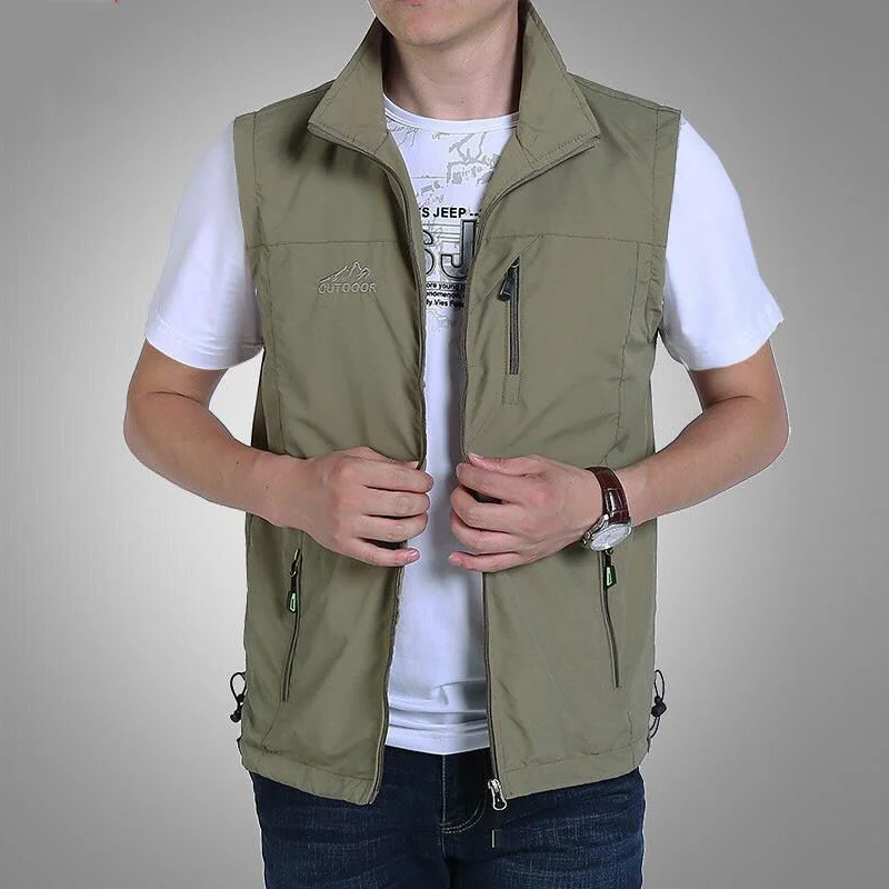 

Ymwmhu New Vests Man Thin Casual Wasitcoat for Men Vest with Many Pockets Summer for Men Zipper Regular Men's Waistcoat