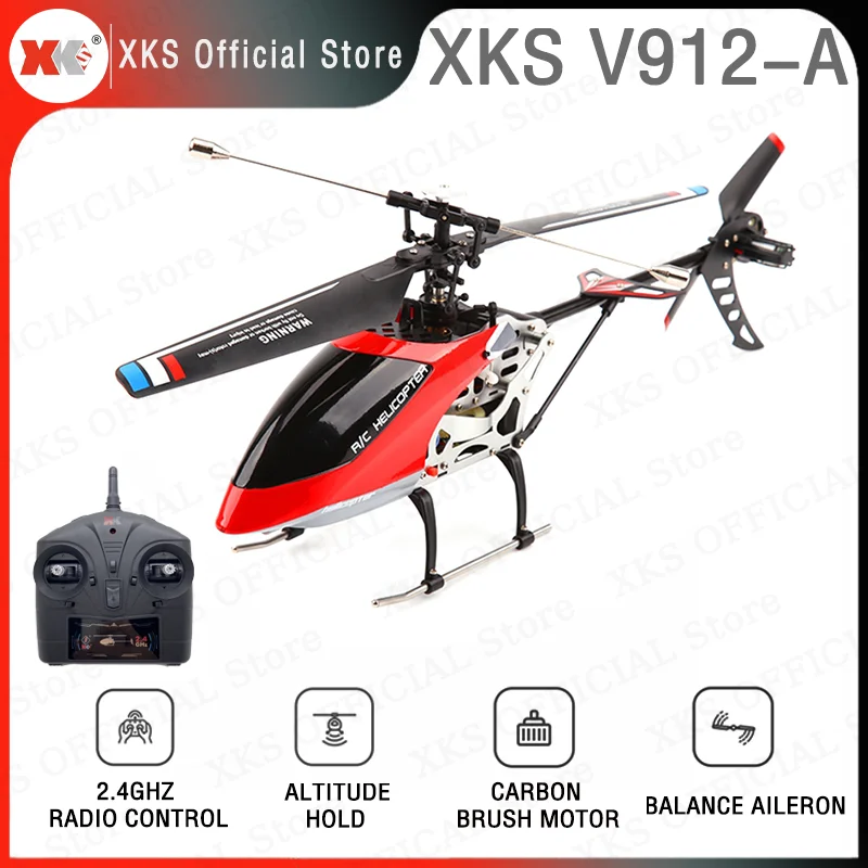 

Wltoys XKS V912-A RC Helicopter 2.4G 4CH Dual Brush Motor Fixed Height Quadcopter Upgraded V912 RC Aircraft v912a Toys For Kids