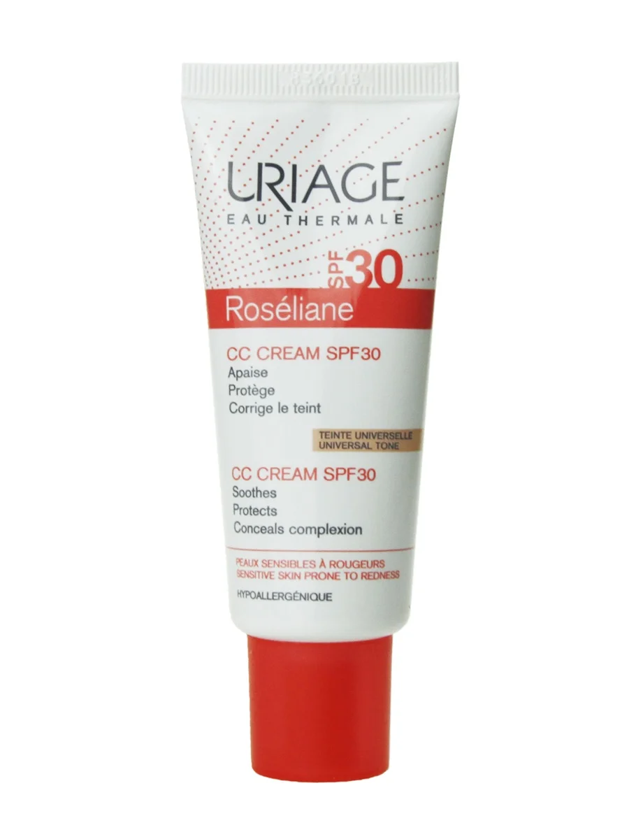 Купить крем урьяж. Урьяж Розельян СПФ 30. Uriage Roséliane cc Cream spf30+. Uriage cc крем Roseliane SPF 30, 40 мл. Розельян крем против покраснений spf30 40 мл.