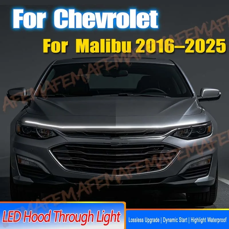 Фото Для Chevrolet Malibu 2016-2025: Дневные ходовые огни (ДХО) на капот с функцией сканирования при запуске, декоративные атмосферные лампы, водонепроницаемые №1