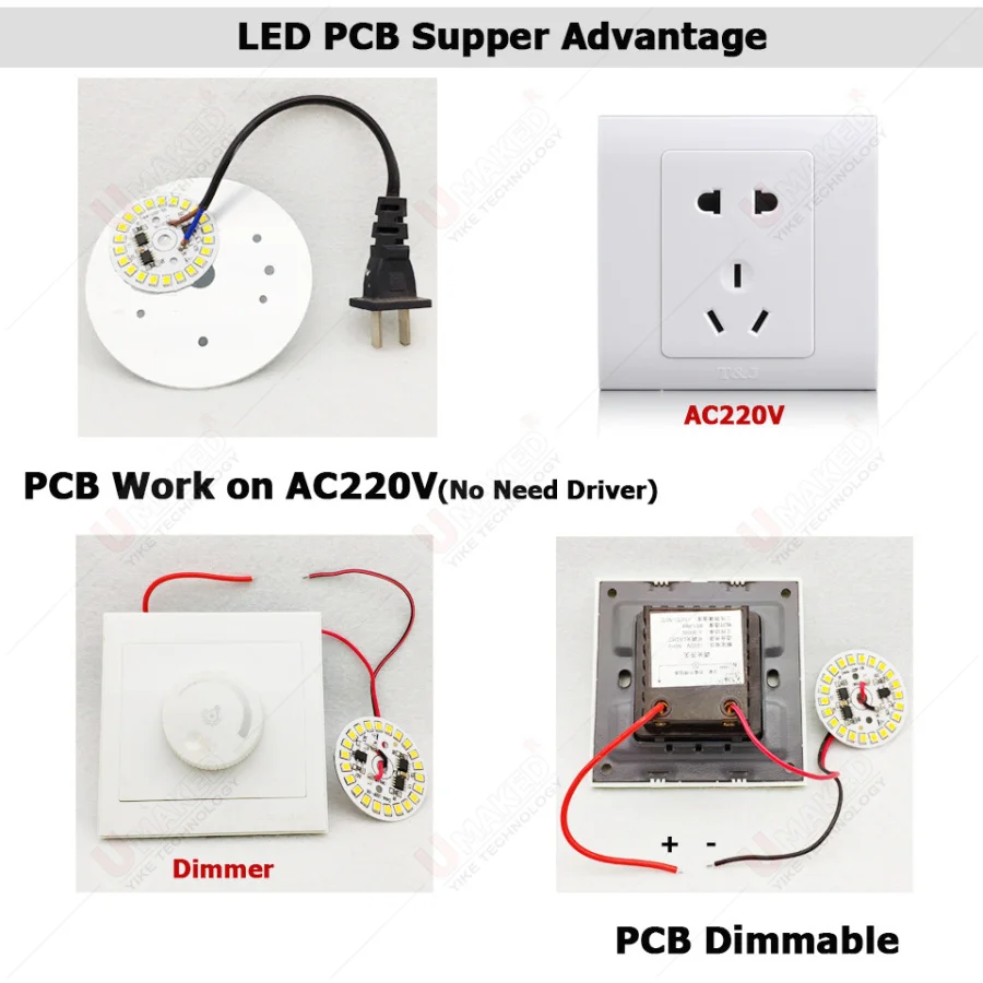 Фото 5 шт. 3/5/7/9/12/15/18 Вт AC220V светодиодные платы PCB без драйвера с интегрированной микросхемой SMD для прожекторов и трековых светильников №4