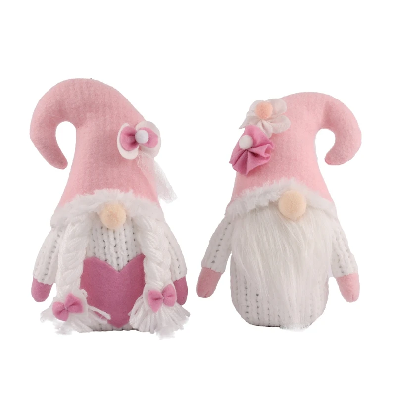

2 Pcs Valentines Day Gnome Plush Decorations Handmade Elf Plush Doll for Valentine's Day Table Ornament Valentines Gifts