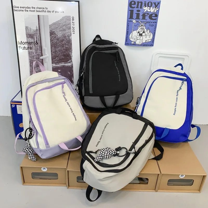 

2022 New Student Backpack Korean Version Trend Letter Couple Backpack Fashion College Student Back Pack Mochila Feminina