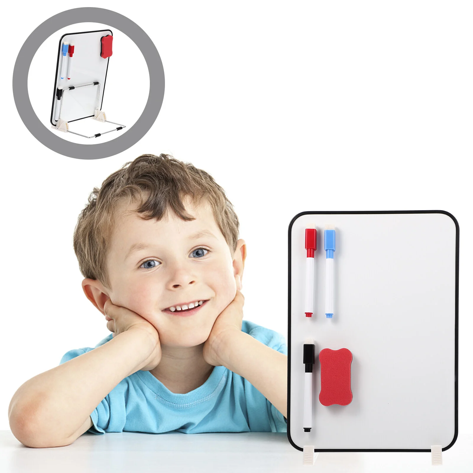 

1 Set of Dry Erase Whiteboard Erasable Table Top Easels For Painting for Home Office Classroom