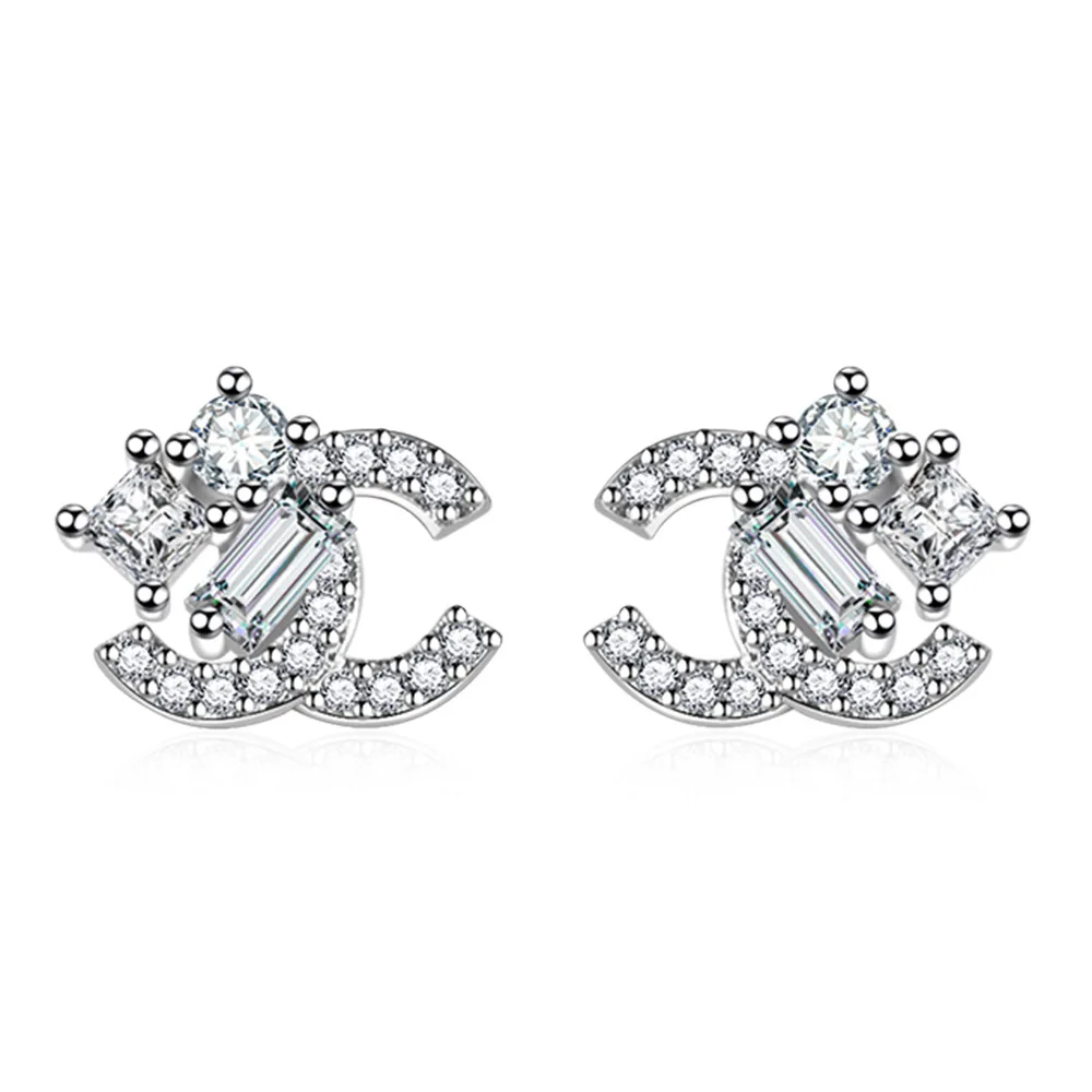 

Simple Letter C Zircon Personality Earrings Trendy Cute Small High-end Earrings Stud Jewery Gift For Women Free Shipping