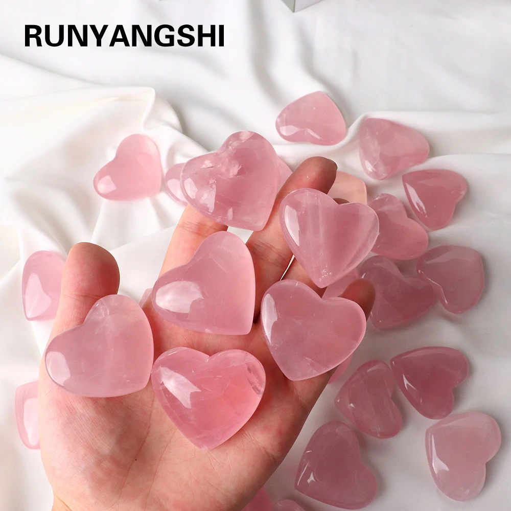 

Natural Crystal Carved Rose Quartz Crystal Heart Shaped Love Gemstone Decoration Diy Jewelry Gift Chakra Healing Reiki Craft