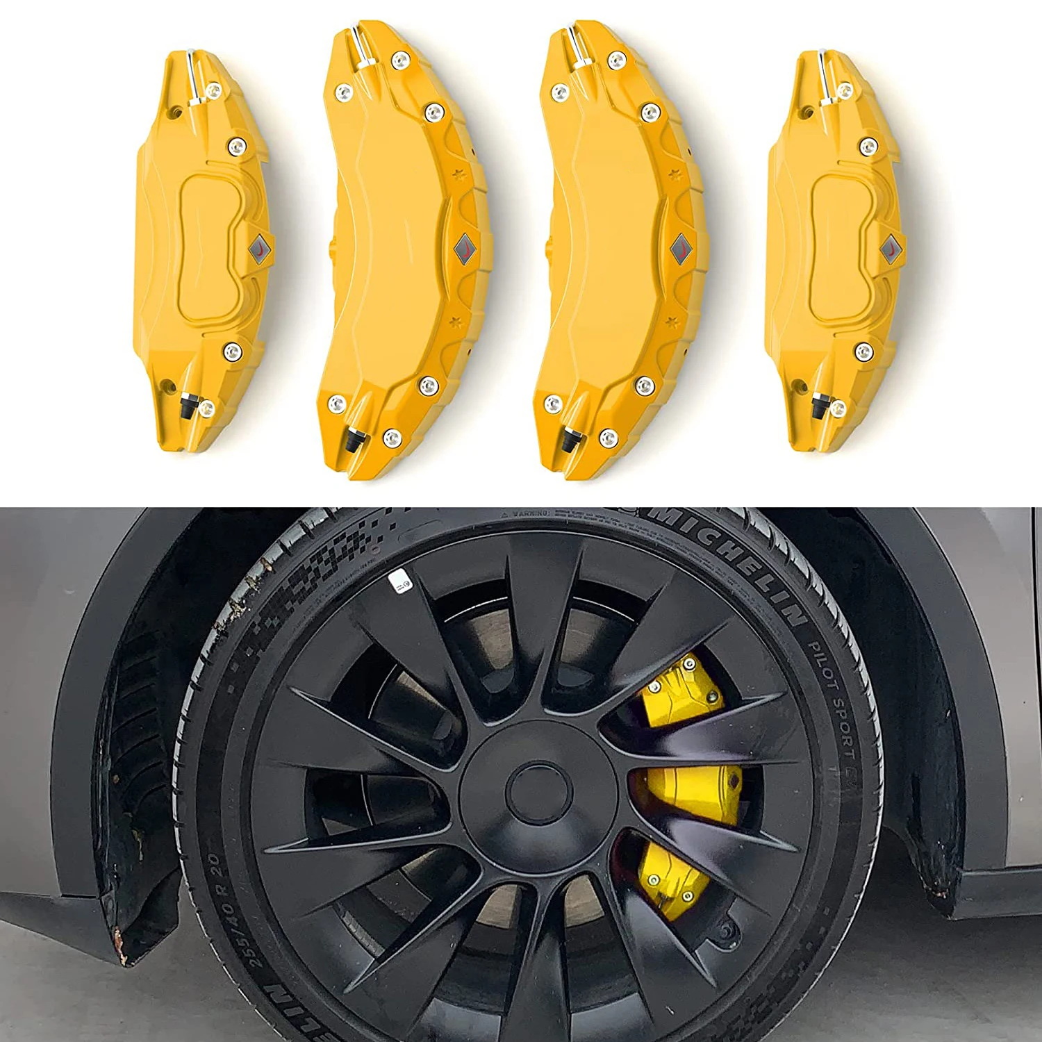 

Крышки тормозных суппортов для Tesla Model Y 2020 2021 2022 2023, аксессуары для ступицы колеса, крышки передних и задних тормозных суппортов, набор из 4