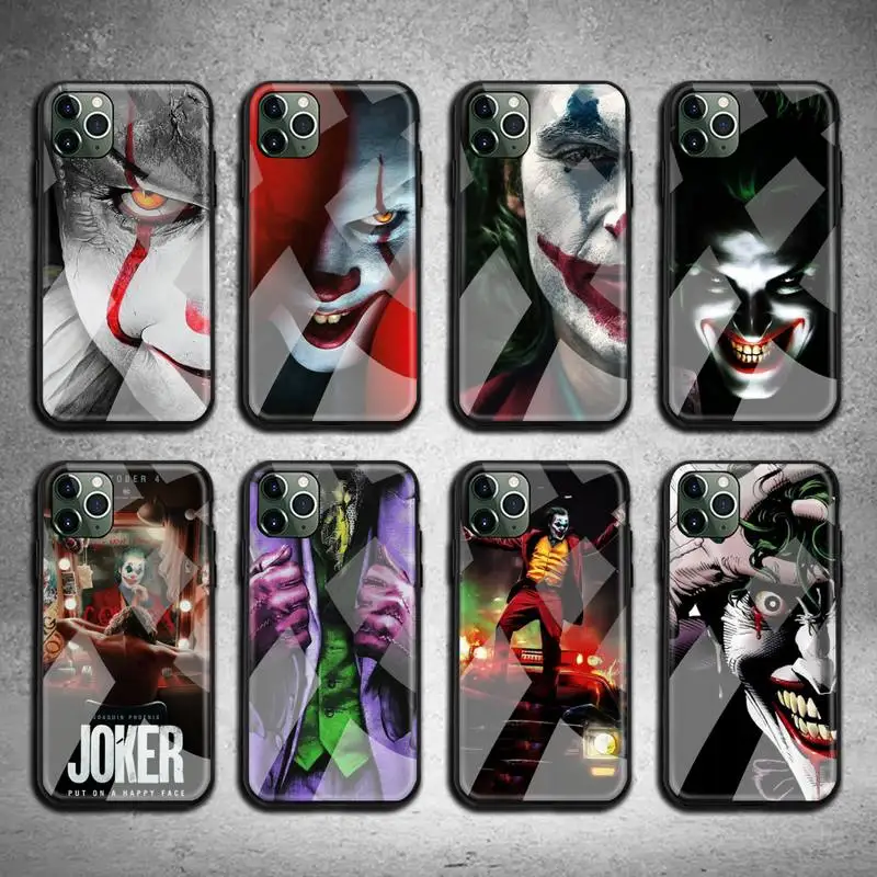 

funny Joker Phone Case Tempered Glass For iPhone 13 12 11 Pro Mini XR XS MAX 8 X 7 6S 6 Plus SE 2020 cover