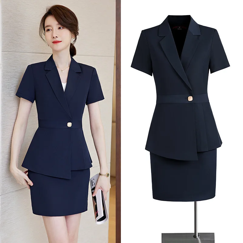 Деловой костюм для женщин летняя тонкая официальная одежда с коротким рукавом