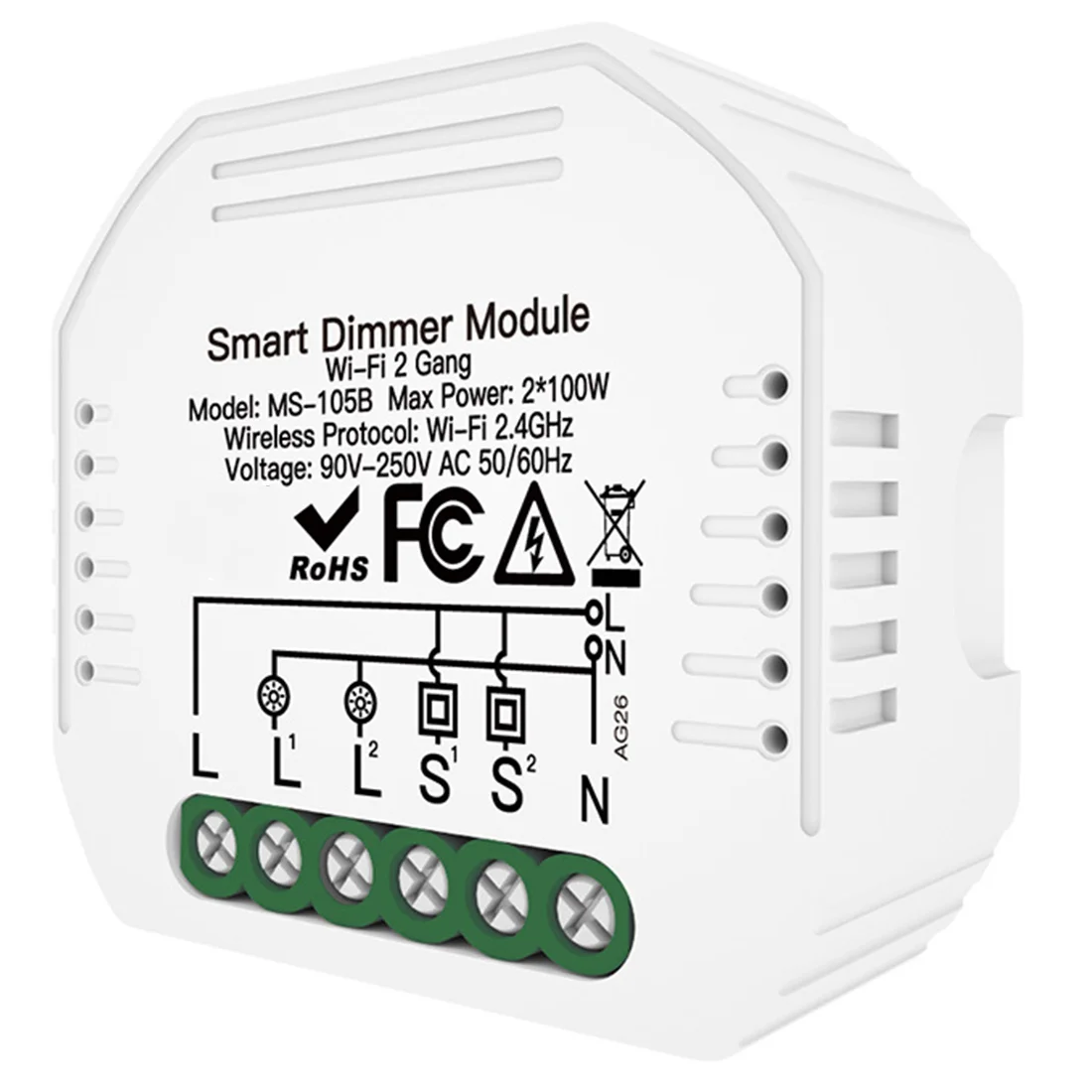 

Smart WiFi Dimmer Switch Dimmer Curtain Switch Smart Life App Remote Control Alexa Google Home Voice Control 2 Gang