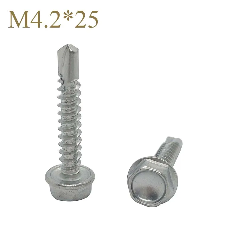 

Винты саморезные с шестигранной головкой, из нержавеющей стали, M4.2 * 25 (1 шт.), саморезы из нержавеющей стали 410 с пипеткой