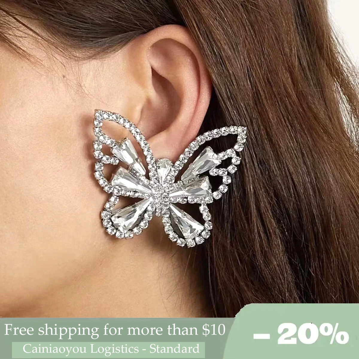 

Butterfly Earrings with Sparkling Temperament, Luxury Accessories for Dinner and Wedding