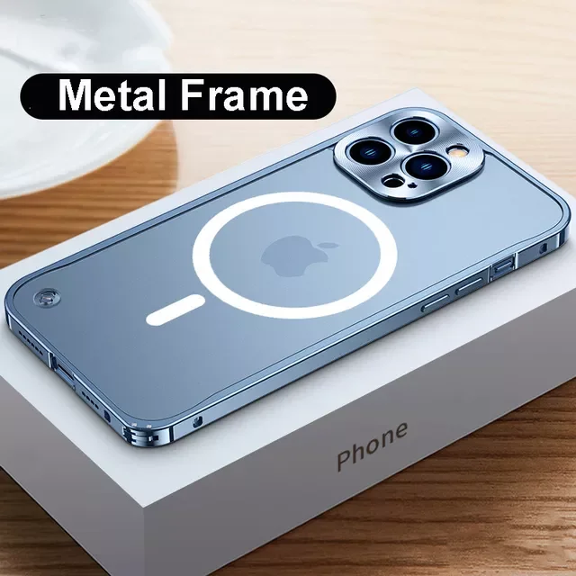 

for Iphone 12 13 Pro Max 12mini 13mini Support for Magsafe Wireless Charging Luxury Aluminium Alloy Metal Frame Cases