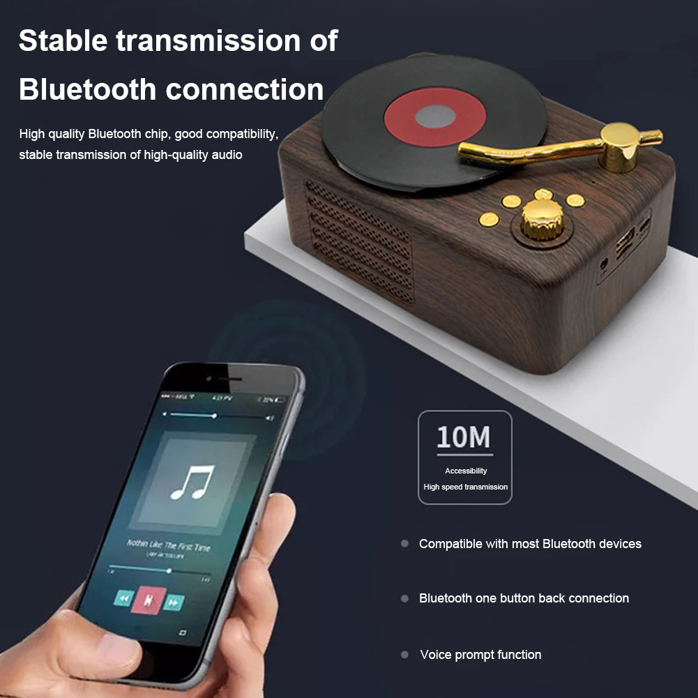 

Винтажный виниловый беспроводной динамик T12, совместимый с Bluetooth, для дома, комнаты вечерние, многофункциональный винтажный динамик, музыка...