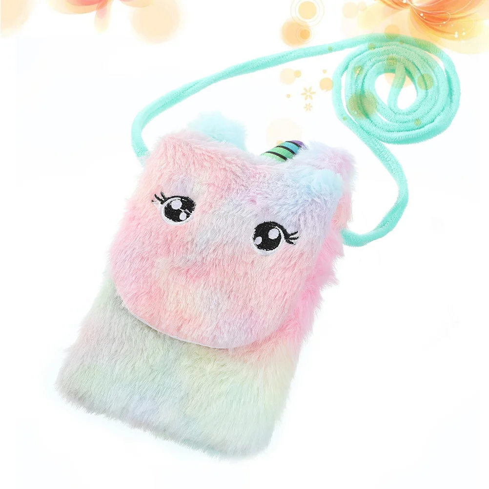 

Purse Forgirls Crossbody Wallet Shoulder Plush Kids Cute Handbag Girlsatchel Women Tote Rainbow Fur Fauxkid Teens Cartoon