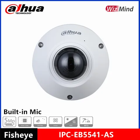 Сетевая камера Dahua «рыбий глаз», 5 МП, встроенный микрофон, разъем для SD-карты 180 градусов, IP67, IK10, IP-камера PoE