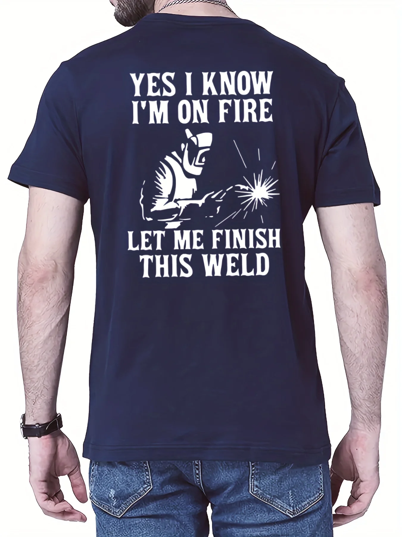 Мужская сварочная футболка On Fire-прочная повседневная легкая в уходе эластичная