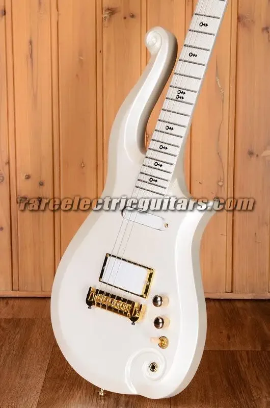 

Редкая Бриллиантовая серия Prince Cloud White, электрическая гитара с альдером, Кленовая шейка, золотая фурнитура, инкрустация символами