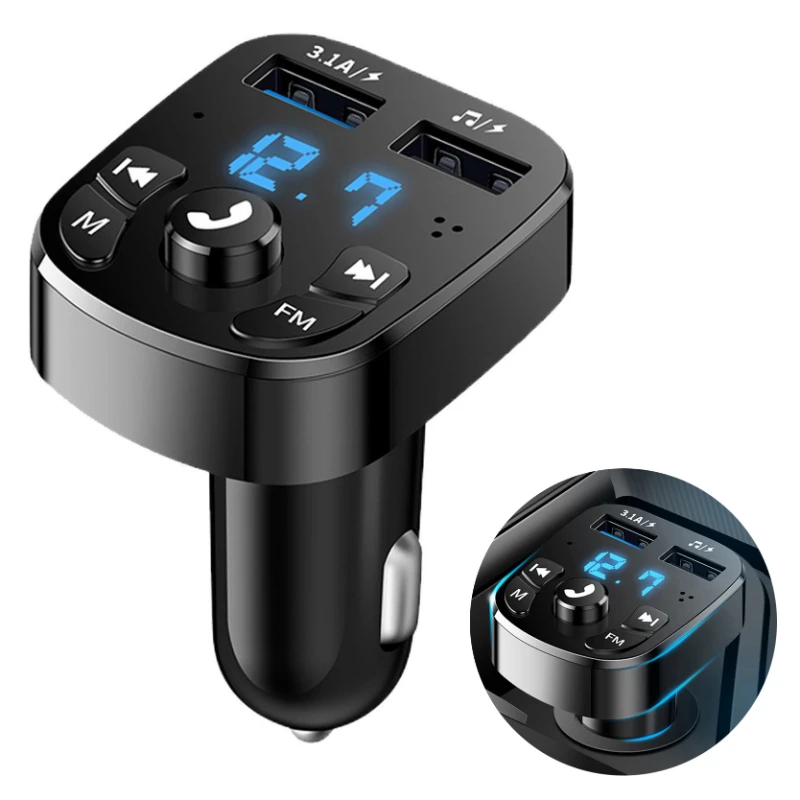 

Car Bluetooth 5.0 Audio Player 2 USB Disk & Phone Charger Adapter Car FM Bluetooth Transmitter Receiver Auto Interior Accessory