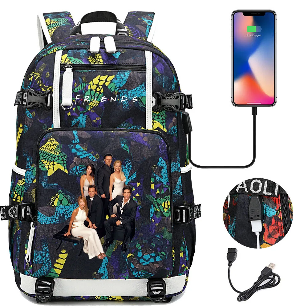 Central Perk Coffee Friends TV Show Women Men Multifunction Waterproof USB Charging Laptop Backpack School Travel Bags