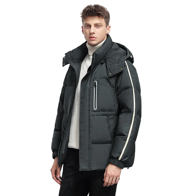 

Мужская куртка на белом утином пуху с высоким наполнителем, новый стиль зимы 2023, Мужская съемная пуховая куртка с капюшоном