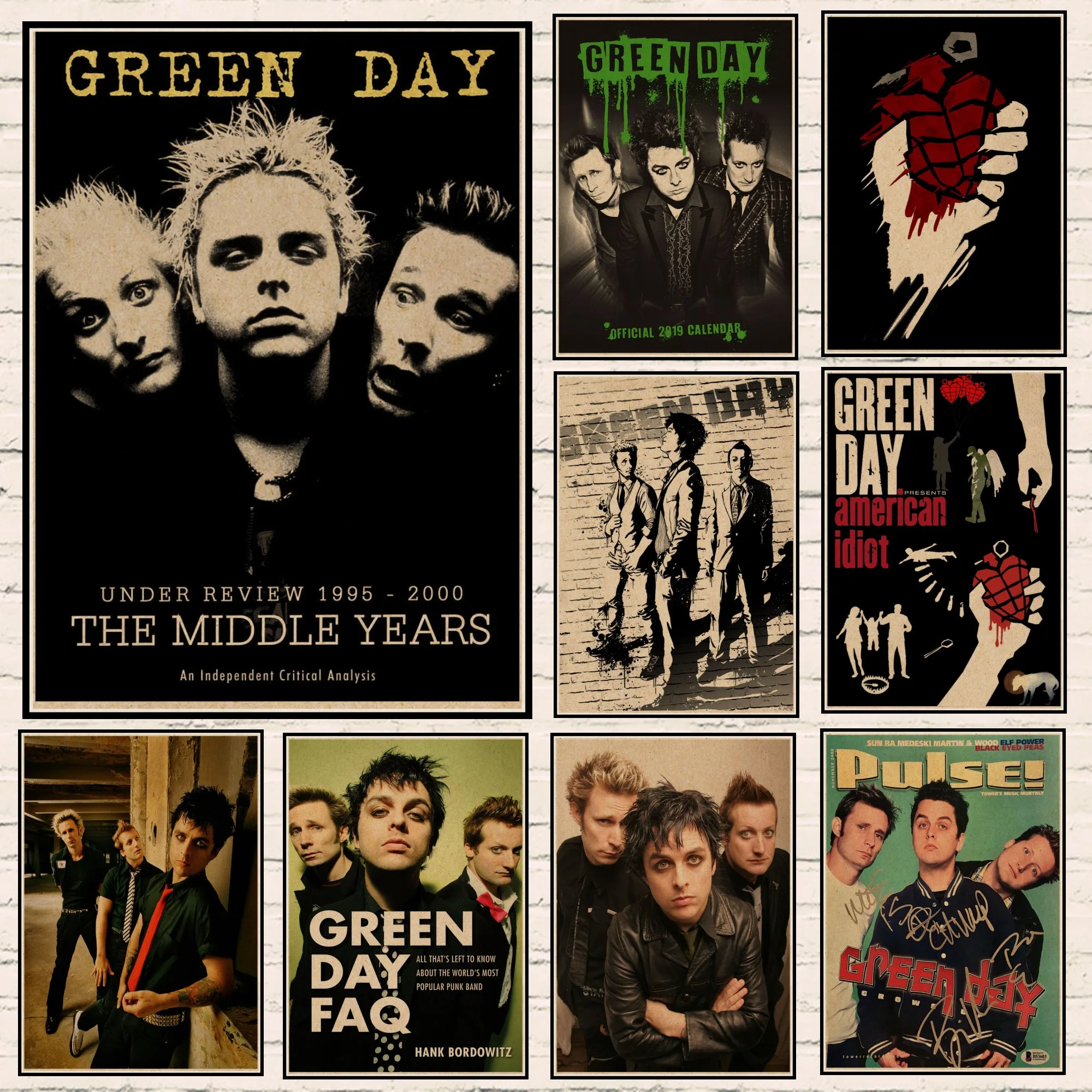 Винтажный постер на зеленый день Постер рок-группы в стиле ретро матовые постеры