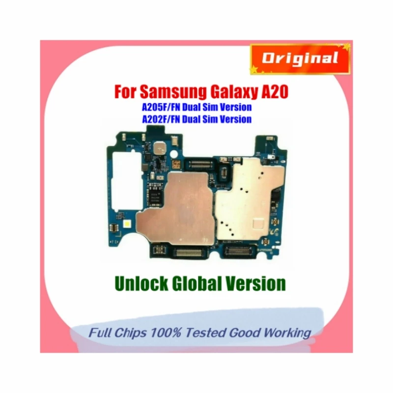 

Материнская плата для Samsung Galaxy A20 A205F A205FN A205G A202F A202FN A205U, оригинальная разблокированная логическая плата, материнская плата с полным чипом