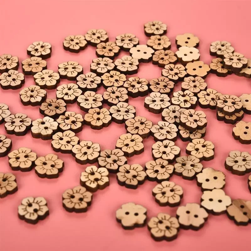 

Plum blossom Flowers Wood Buttons Scrapbooking Sewing Craft 15mm Handmade Clothes Decor Buttons