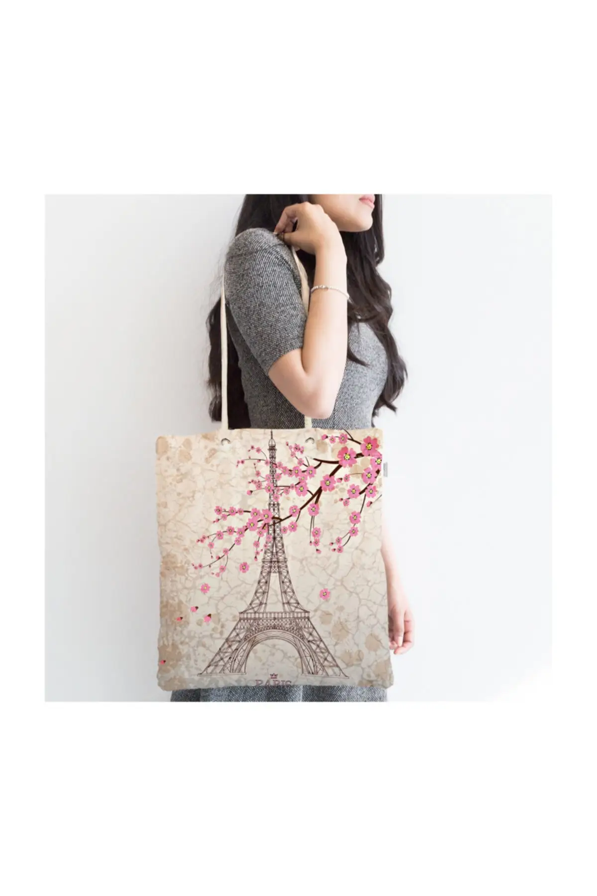 

Женская пляжная сумка с цифровой печатью, современная сумка-тоут на молнии с изображением Эйфелевой башни, модная летняя большая сумка для ...