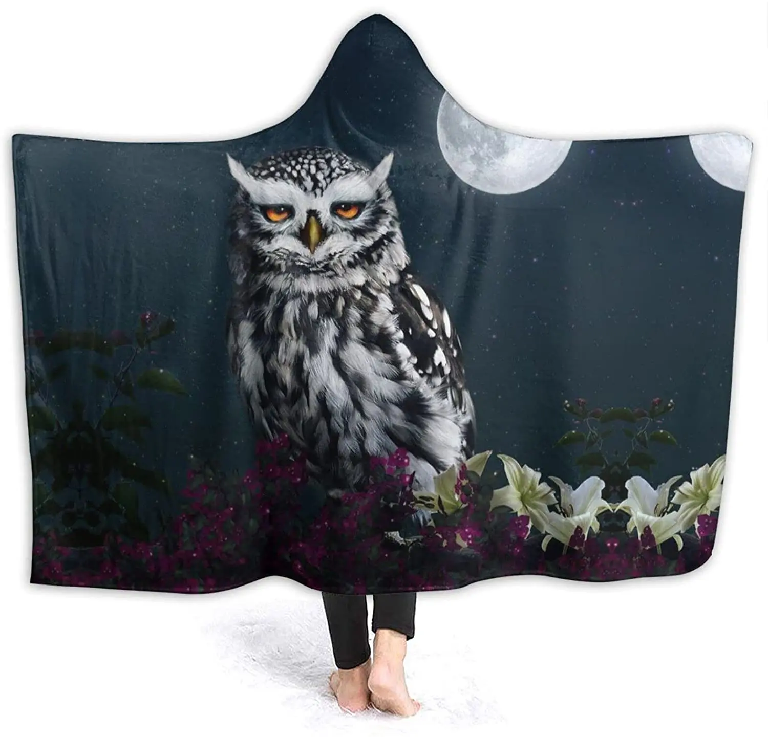 

Одеяло с капюшоном в виде совы и Луны, мягкое, легкое, удобное и функциональное одеяло премиум-класса для мужчин и женщин
