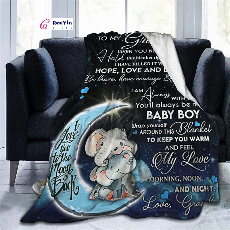 

To My Grandson From Grandma Soft Plush Gift Flannel Microfiber Fleece Bedspread Sherpa 3D-Printed Blanket Couch