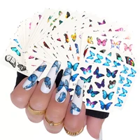 30pcset blue nail stickers butterflies flowers black pink slider for nails water manicure decals diy decoration glstz982 1017 3