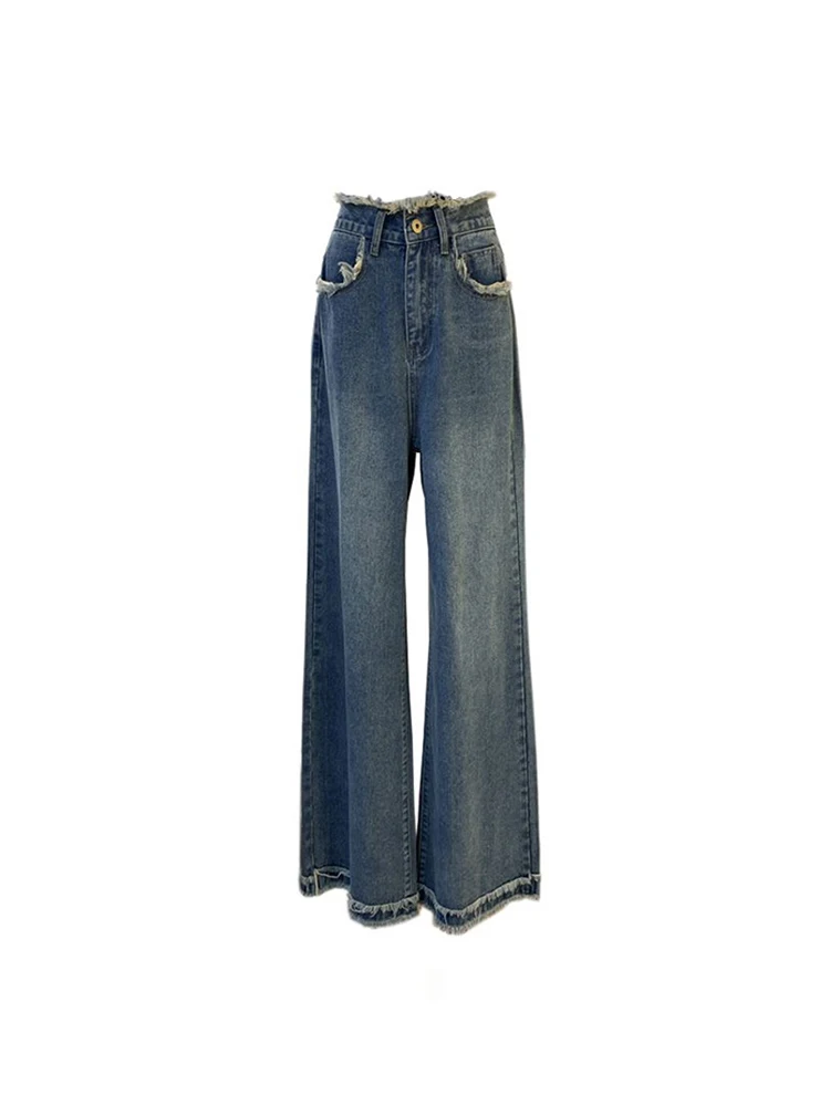 

2023 Autumn New High Waist Baggy Jeans Women Korean Style Fashion Oversize Wide Leg Blue Denim Pants Casual Streetwear Harajuku