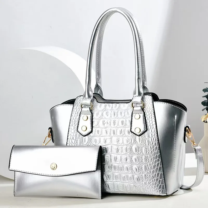 

Two Piece Women's Bag Large Capacity Women's Handbag Women's Bright Leather Crossbody Bag Shopping Handbag Tote Bag