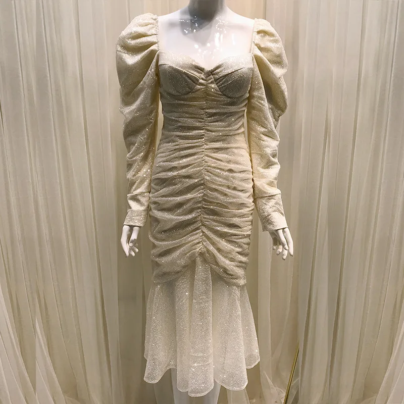 

Женское Сетчатое платье с длинным рукавом