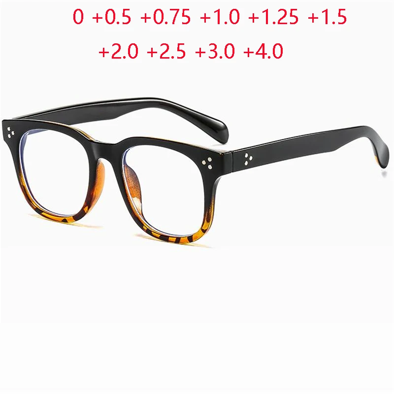 

Black Leopard Frame Square Hyperopia Eyeglasses Women Blue Light Blocker Prescription Glasses With Diopters 0 +0.5 +0.75 To +4.0