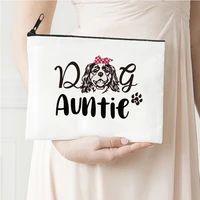 dog aunt makeup bag casual love dog cosmetic pouch canvas reusable lipstick bag mama travel toiletry bags storage purse