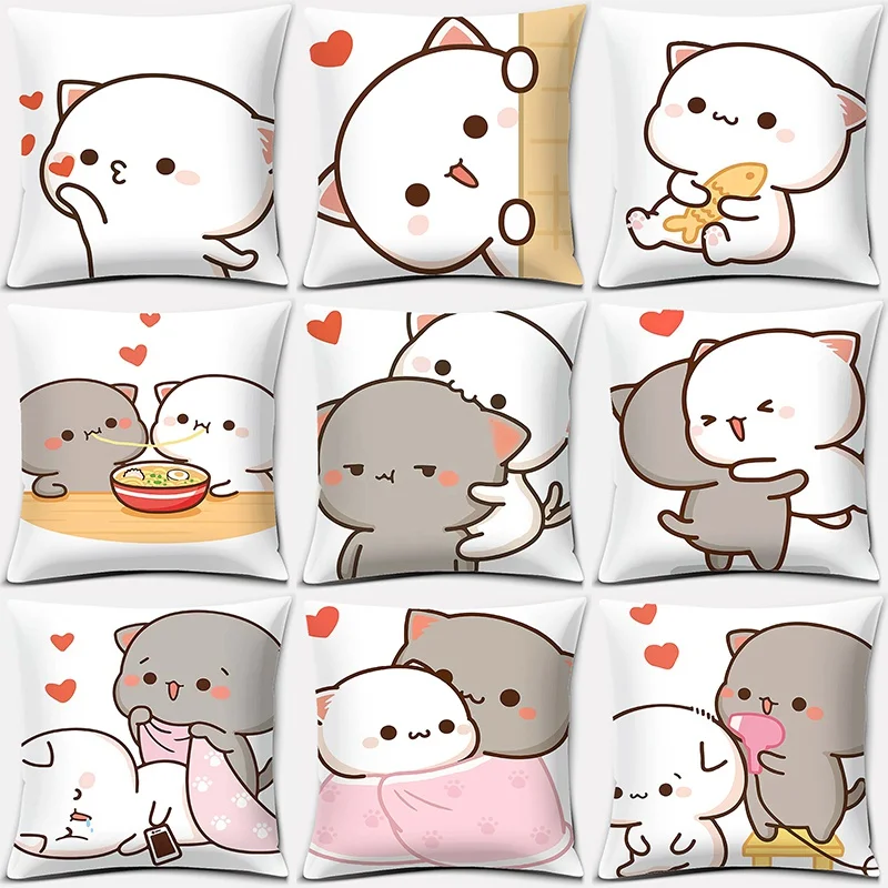 

Sofa Living Room Pillowcase Cartoon Peach Cat Pattern Series Decorative Pillowcase Home Office Decoration