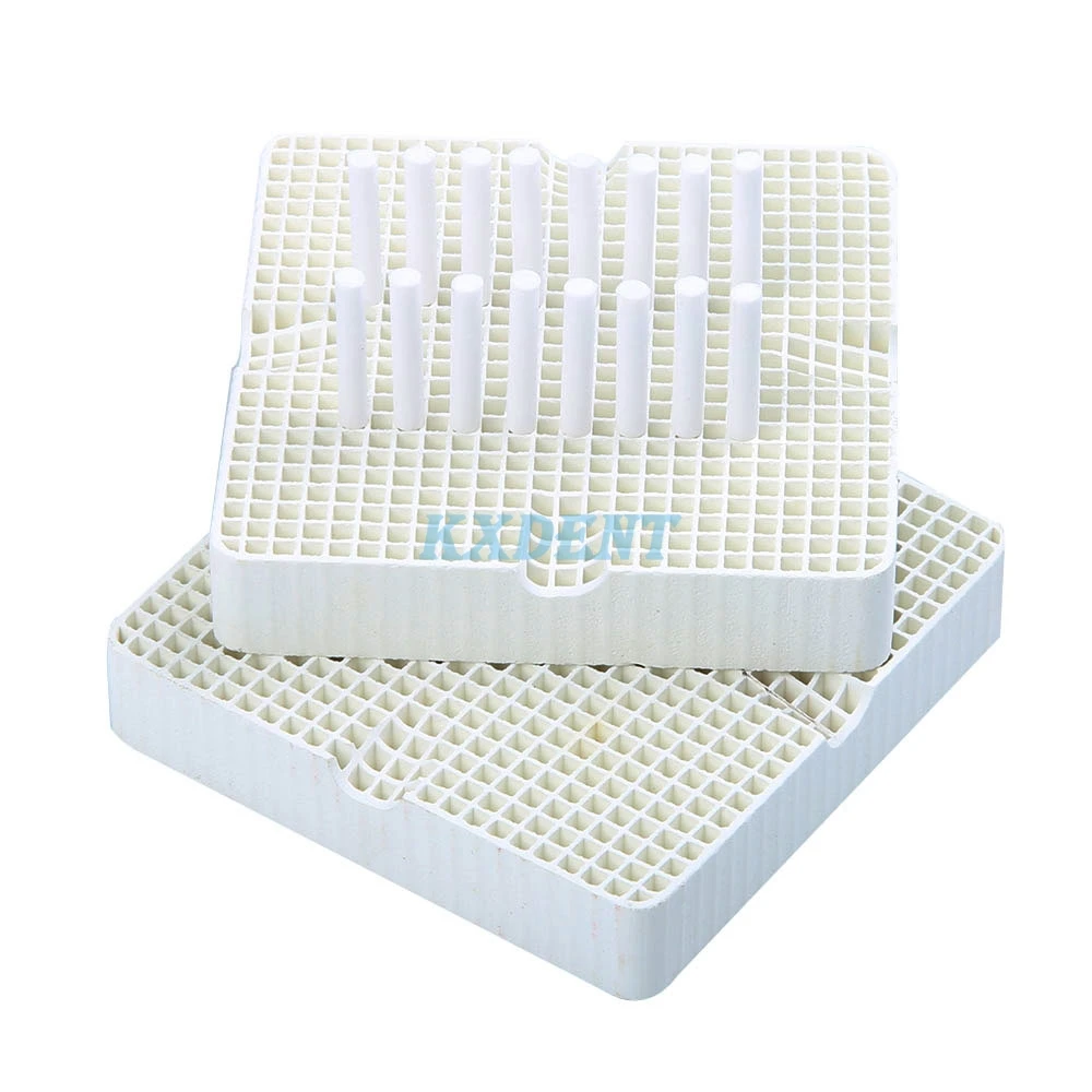 New 2Pcs Porcelain Ceramic Honeycomb Square Firing Trays With 20Pcs Zirconia Ceramic Pins Dental Lab Spplies