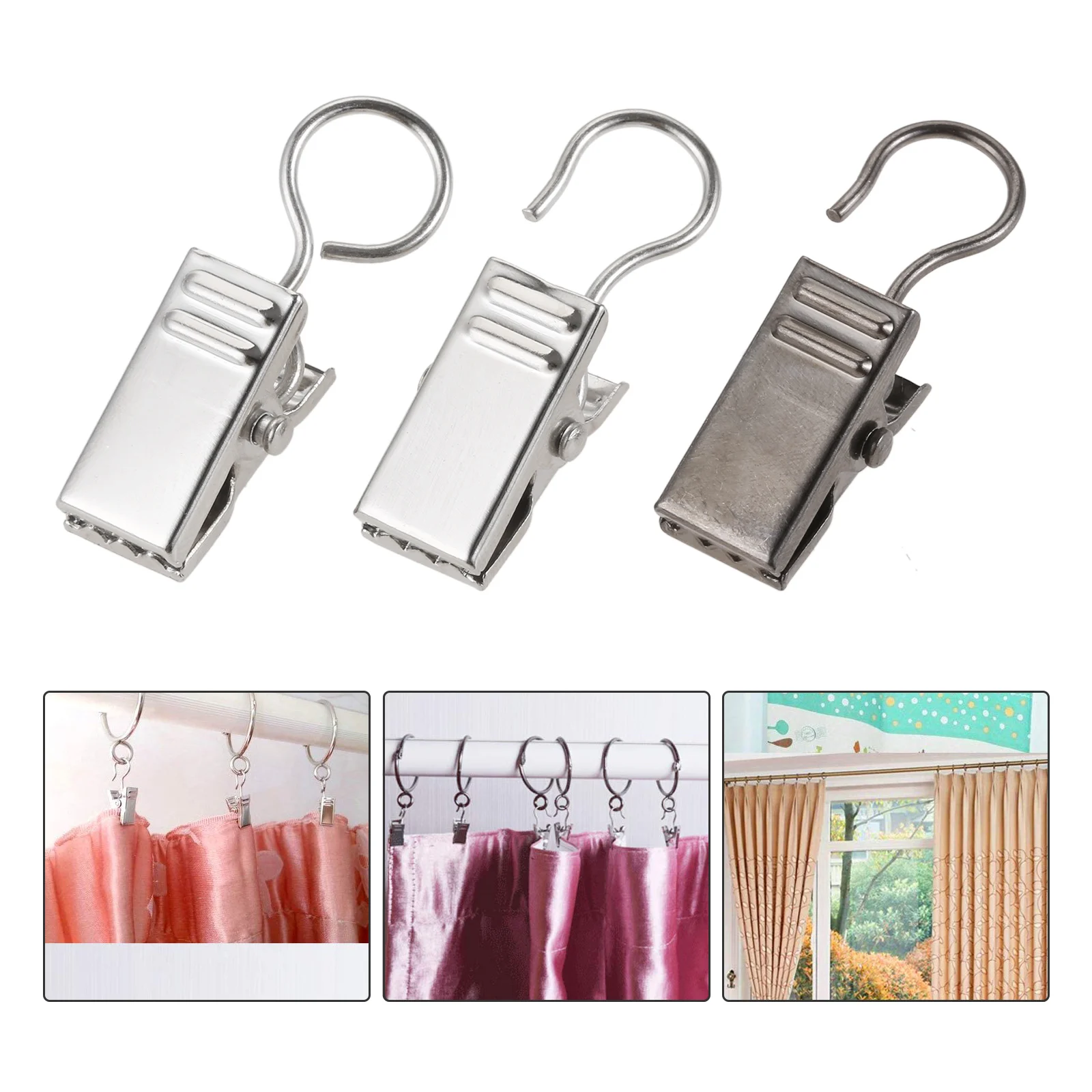 

Clips with Hooks Window Curtain Hook Clips Home Window Accessories Solid Iron Drapery Hook Sturdy Durable Hardware